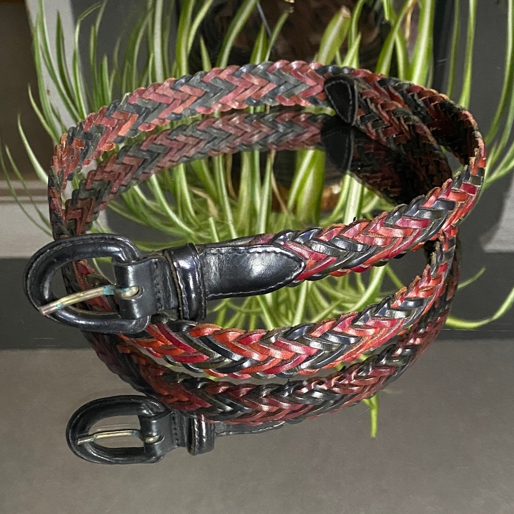 Vintage County Seat Braided Genuine Leather Belt Multicolor Sz.30.Made in Turkey